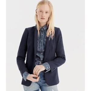 J Crew Parke Blazer Wool Blend Navy Blue Women's Size 12 Work Office Neutral